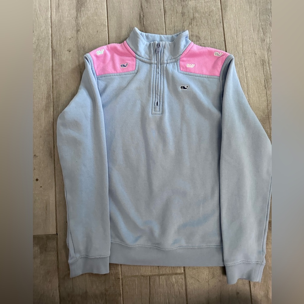 Vineyard Vines Blue and Pink Zip Up Sweater kids/ girls